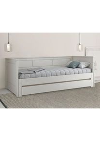 Lüttenhütt Lüttenhütt Funktionsbett »" ERIK " TOPSELLER! Daybed, Kinderbett, Massivholz (Kiefer)«, (stilvolle Kassetten - Fräsung), 2. Schlafplatz ausziehbar, moderner Landhausstil, Schublade optional