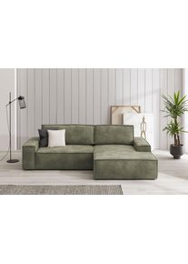 Home Affaire Ecksofa SHERWOOD Schlafsofa 267 cm, L-Form, Schlaffunktion mit Bettkasten (210x136 cm), Cord, Vintage, Samtvelours