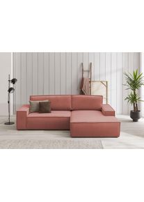 Home Affaire Ecksofa SHERWOOD Schlafsofa 267 cm, L-Form, Schlaffunktion mit Bettkasten (210x136 cm), Cord, Vintage, Samtvelours