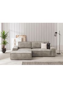 Home Affaire Ecksofa SHERWOOD Schlafsofa 267 cm, L-Form, Schlaffunktion mit Bettkasten (210x136 cm), Cord, Vintage, Samtvelours