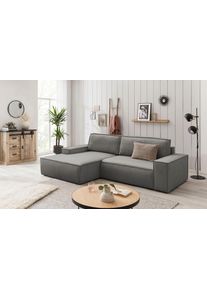 Home Affaire Ecksofa SHERWOOD Schlafsofa 267 cm, L-Form, Schlaffunktion mit Bettkasten (210x136 cm), Cord, Vintage, Samtvelours