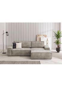 Home Affaire Ecksofa SHERWOOD Schlafsofa 267 cm, L-Form, Schlaffunktion mit Bettkasten (210x136 cm), Cord, Vintage, Samtvelours