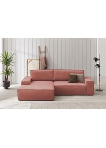 Home Affaire Ecksofa SHERWOOD Schlafsofa 267 cm, L-Form, Schlaffunktion mit Bettkasten (210x136 cm), Cord, Vintage, Samtvelours