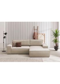 Home Affaire Ecksofa SHERWOOD Schlafsofa 267 cm, L-Form, Schlaffunktion mit Bettkasten (210x136 cm), Cord, Vintage, Samtvelours