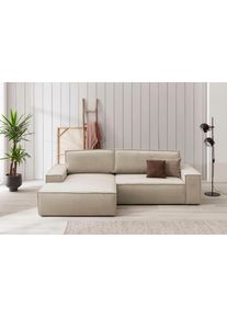 Home Affaire Ecksofa SHERWOOD Schlafsofa 267 cm, L-Form, Schlaffunktion mit Bettkasten (210x136 cm), Cord, Vintage, Samtvelours