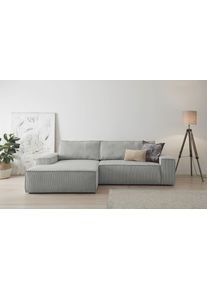 Home Affaire Ecksofa SHERWOOD Schlafsofa 267 cm, L-Form, Schlaffunktion mit Bettkasten (210x136 cm), Cord, Vintage, Samtvelours