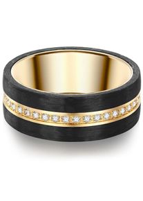 Trilani Ring Damen, goldgelb / schwarz / transparent, Größe 51