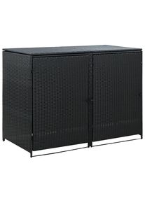 vidaXL Mülltonnenbox für 2 Tonnen Poly Rattan Schwarz 148x80x111 cm