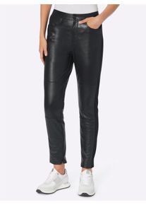 Heine Witt Damen Lederhose mit komfortablem Stretch-Einsatz, schwarz, Größe 40, 100% Lammnappaleder