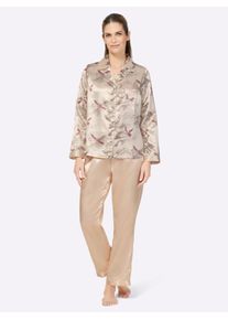 w&auml;schepur Witt Damen Pyjama in Satin-Qualit&auml;t, elfenbein-dunkelrot, Gr&ouml;&szlig;e 44/46, 80% Polyester, 20% Baumwolle