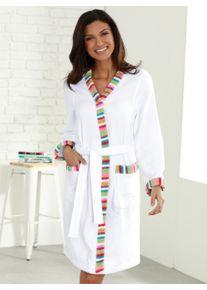WITT Damen Bademantel mit Kontrast-Paspelierung, Frottee, weiß, Größe 48/50, 100% Baumwolle