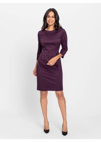WITT Damen Etuikleid mit Jacquard-Blüten, traube-gemustert, Größe 36, 60% Baumwolle, 38% Polyester, 2% Elasthan