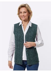 WITT Damen Strickweste mit Zopfmuster, ozean-meliert, Gr&ouml;&szlig;e 46, 100% Polyacryl