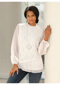 WITT Damen Spitzenbluse im Lagenlook, ecru, Größe 46, 100% Polyester. Spitze: 70% Baumwolle, 30% Polyamid