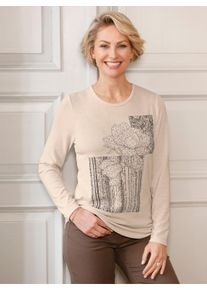 WITT Damen Langarmshirt mit silberfarbenen Effekten, elfenbein, Größe 54, 95% Polyester, 5% Elasthan