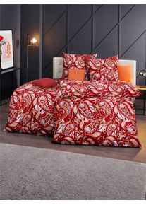 w&auml;schepur Witt Bettw&auml;sche, rot-ecru-bedruckt, Gr&ouml;&szlig;e 80x80/135x200 cm, 100% Baumwolle