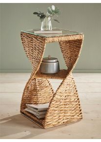 HEINE HOME Witt Beistelltisch, natur, Größe H/B/T 68x36x36 cm, 50% Wasserhyazinthe, 40% Metall, 10% Glas
