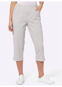 WITT Damen Caprihose aus Seersucker, gestreift, taupe-gestreift, Größe 42, 100% Baumwolle