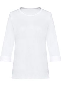 Damen Rundhalsshirt mit 3/4-langen &Auml;rmeln weiss