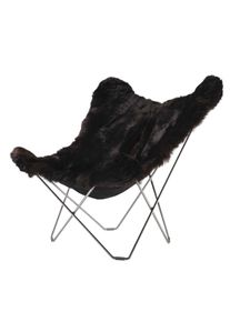 Iceland Mariposa Butterfly Chair Sessel Schaffell cuero Chrom / Shorn schwarz
