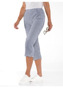 WITT Damen Caprihose aus Seersucker, gestreift, dunkelblau-gestreift, Größe 46, 100% Baumwolle