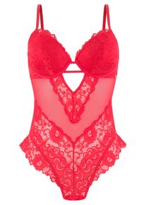 JETTE Body, Aus Feiner, Floraler Spitze, Sexy Dessous Rot, Größe 75
