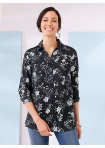 WITT Damen Longbluse mit Bl&uuml;mchen-Print, schwarz-bedruckt, Gr&ouml;&szlig;e 42, 100% Polyester