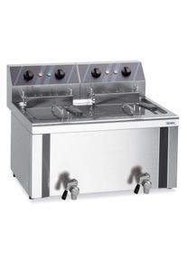 MBM Gastro Elektro-Doppel-Fritteuse Profi 8+8 Liter mit Ablasshahn, 400 V / Friteuse