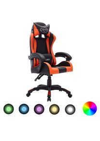 vidaXL Gaming-Stuhl mit RGB LED-Leuchten Orange und Schwarz Kunstleder