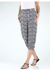 WITT Damen 3/4-Hose mit Gummib&uuml;ndchen, schwarz-wei&szlig;-gemustert, Gr&ouml;&szlig;e 46, 95% Viskose, 5% Elasthan