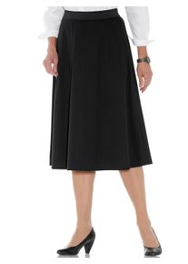 WITT Damen Jerseyrock mit Kontrastbund, schwarz + anthrazit-meliert, Größe 54, 97% Polyester, 3% Elasthan