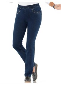 WITT Damen Schlupfjeans mit Metallpl&auml;ttchen, blue-stone-washed, Gr&ouml;&szlig;e 38, 81% Baumwolle, 17% Polyester, 2% Elasthan