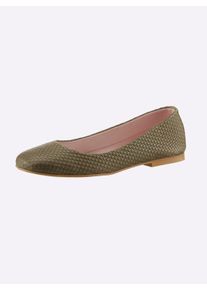Heine Witt Damen Ballerina, khaki, Größe 41, 100% Rindnappa