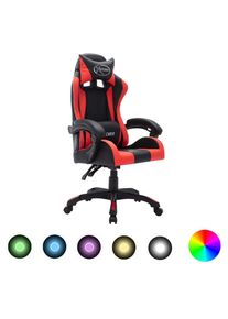 vidaXL Gaming-Stuhl mit RGB LED-Leuchten Rot und Schwarz Kunstleder