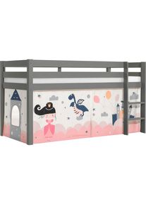 Vipack Spielbett »Pino«, mit Textil-Set, inkl. Rolllattenrost, in Natur, Weiß oder Grau grau