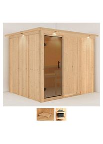 Karibu Sauna »Gitte«, (Set), ohne Ofen beige naturbelassen