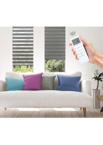 GOOD LIFE Elektrisches Rollo »Wood - SMART HOME«, Lichtschutz, ohne Bohren, mit Fernbedienung grau anthrazit/weiß + weiß