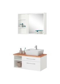 HELD MÖBEL HELD MÖBEL Badmöbel-Set »Davos«, (3 St.), Waschplatz mit Regal und Spiegel weiß
