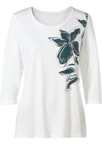 Damen 3/4-Arm-Shirt mit Glitzersteinchen-Deko ecru-bedruckt