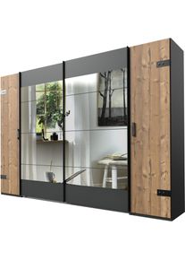 wimex Schwebetürenschrank »Stockholm, Schlafzimmerschrank mit Industrial-Look, rustikale Optik«, Kleiderschrank mit Spiegel BESTSELLER Schrank Garderobe