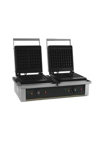 GastroHero Waffeleisen Eco 2 x 2, Gastro Waffeleisen, 2 x 2,0 kW, 4 belgische Waffeln, Edelstahl