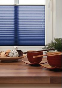 Thermo-Plissee nach Ma&szlig; 45 CHF Blau, Glasfalz, Ma&szlig;gefertigt: 95.0 x 140.0 cm, Fachhandelsqualit&auml;t