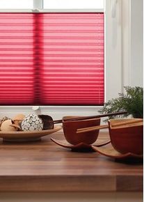Thermo-Plissee nach Ma&szlig; 45 CHF Rot, Glasfalz, Ma&szlig;gefertigt: 110.0 x 50.0 cm, Fachhandelsqualit&auml;t