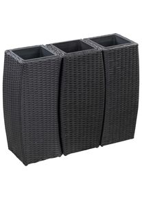 vidaXL Garten-Hochbeete 3-tlg. Poly Rattan Schwarz