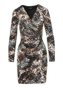 Koroshi Etuikleid Damen Gr&ouml;&szlig;e 44 braun / wei&szlig;