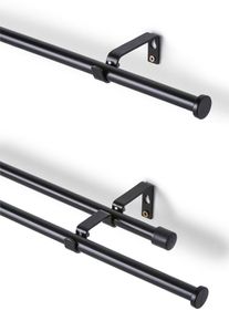 Gardinenstange mit Endstück Scheibe in schwarz | 120 cm | bonprix