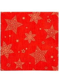 Servietten Papstar "Christmas Shine", 20 Stück, 3-lagig, 1/4-Falz, 250 x 250 mm, rot