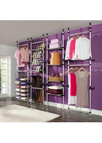 vidaXL Teleskop-Garderobe mit Stangen und Regal Aluminium