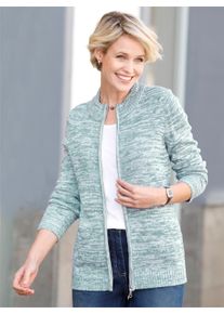 WITT Damen Strickjacke mit Reissverschluss, jade-ecru-meliert, Gr&ouml;&szlig;e 52, 100% Polyacryl