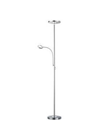 LED-Stehleuchte ACKBAR, dimmbarer Deckenfluter 1700 lm mit 18 W & Lesearm 350 lm mit 4 W, 3000 K, Fluterkopf rund